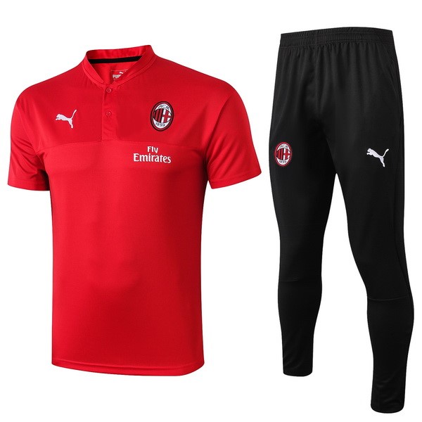 Polo Conjunto Completo AC Milan 2019-20 Rojo Negro